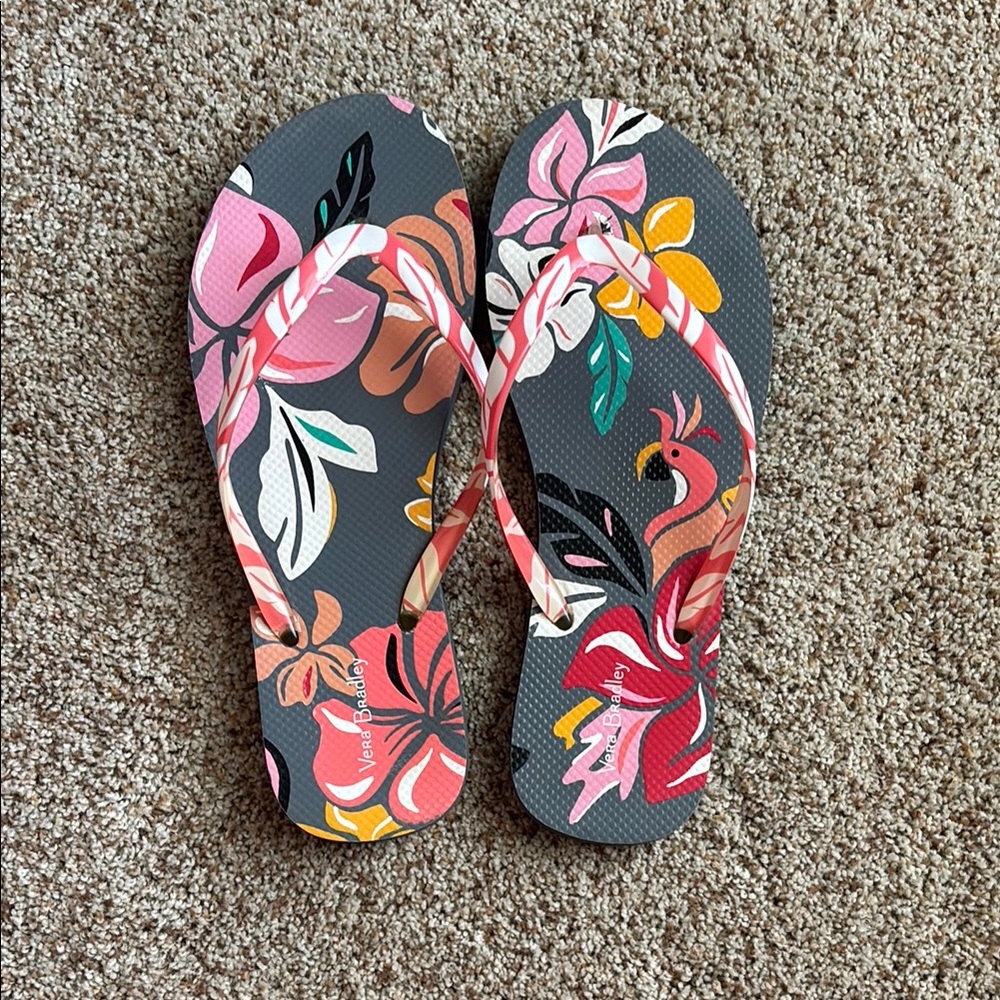 Vera Bradley Gray and Pink Floral Sandals